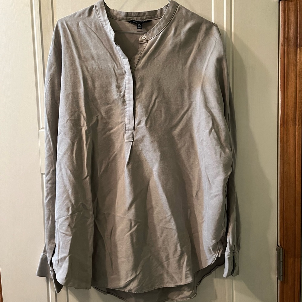 Light Gray Women's Henley Blouse